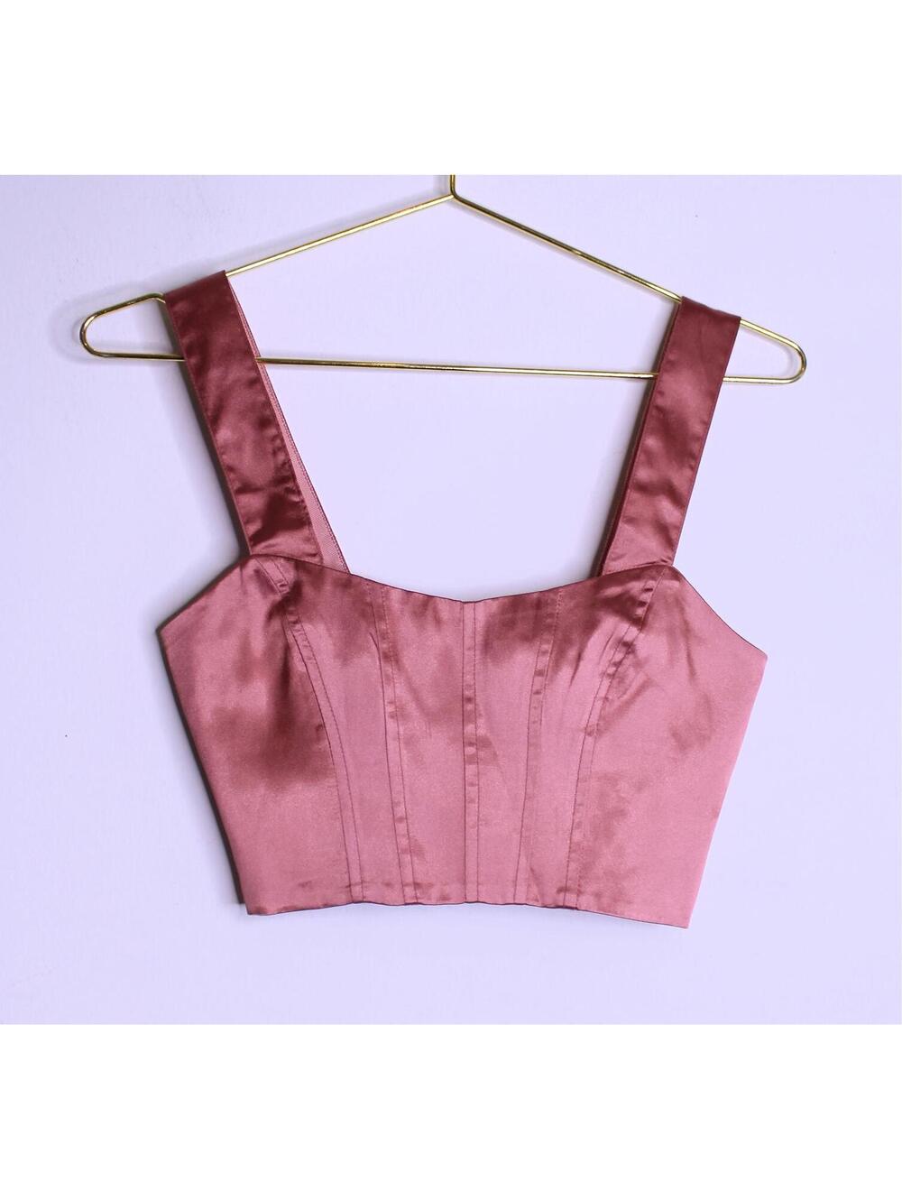 Revolve NBD Mauve Satin Corset Top - XXS